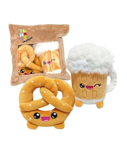 Joy Toy - Yummis Together Brezel und Bier - 2 Plüsch 15 cm in Take Away Plüsch Tasche 21x21 cm von Joytoy