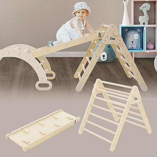 Joyz 2 in 1 Kletterdreieck mit Rutsche, Natur, aus Holz, Kletterleiter mit Kletterrampe, Pikler Dreieck Art, Klettergerüst Set Indoor für Kinder ab 2 Jahre, Montessori Lernspielzeug Kletterspielzeug Joyz 2 in 1 Kletterdreieck mit Rutsche, Natur, aus Holz, Kletterleiter mit Kletterrampe, Pikler Dreieck Art, Klettergerüst Set Indoor für Kinder ab 2 Jahre, Montessori Lernspielzeug Kletterspielzeug von Joyz