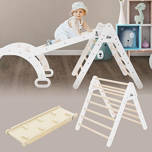 Joyz 2 in 1 Kletterdreieck mit Rutsche, Weiß-Natur, Holz, Kletterleiter mit Kletterrampe, Pikler Dreieck Art, Klettergerüst Set Indoor für Kinder ab 2 Jahre, Montessori Lernspielzeug Kletterspielzeug Joyz 2 in 1 Kletterdreieck mit Rutsche, Weiß-Natur, Holz, Kletterleiter mit Kletterrampe, Pikler Dreieck Art, Klettergerüst Set Indoor für Kinder ab 2 Jahre, Montessori Lernspielzeug Kletterspielzeug von Joyz