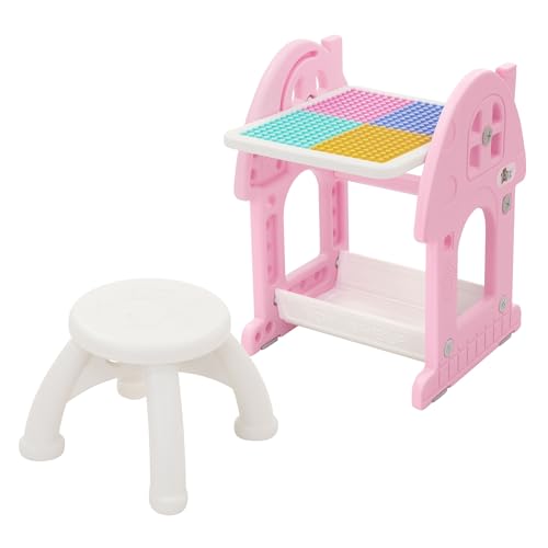 Joyz 2in1 Tafel-Spieltisch mit Kinderhocker, Rosa-Weiß, Kindertafel mit Stuhl, Bausteinplattentisch/Magnetische Whiteboard, Kinder Staffelei mit Ablage, Spieltafel Standtafel Maltafel Aktivitätstisch Joyz 2in1 Tafel-Spieltisch mit Kinderhocker, Rosa-Weiß, Kindertafel mit Stuhl, Bausteinplattentisch/Magnetische Whiteboard, Kinder Staffelei mit Ablage, Spieltafel Standtafel Maltafel Aktivitätstisch von Joyz