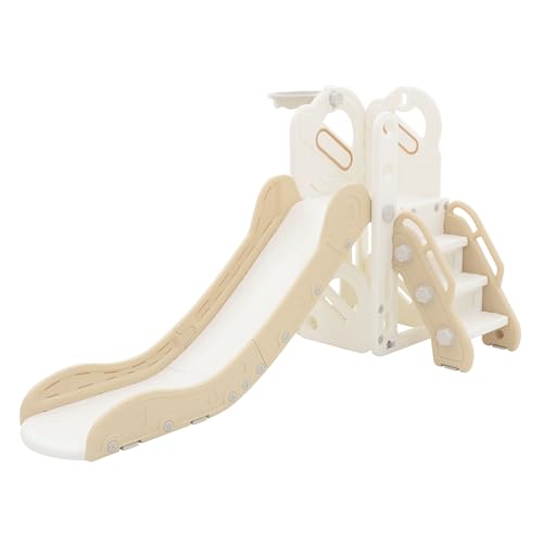 Joyz Spielturm 3 in 1, Weiß-Beige, Kunststoff, Kinderrutsche Set Indoor & Outdoor, Spielzeug mit Rutsche und Basketballkorb, ab 3 Jahren, Babyrutsche, Gartenrutsch, Kleinkinderrutsche, Rutschbahn Joyz Spielturm 3 in 1, Weiß-Beige, Kunststoff, Kinderrutsche Set Indoor & Outdoor, Spielzeug mit Rutsche und Basketballkorb, ab 3 Jahren, Babyrutsche, Gartenrutsch, Kleinkinderrutsche, Rutschbahn von Joyz