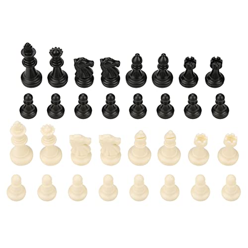 Joyzan Schachfiguren, 32 Standard Schachfiguren Ersatz Turnier Schachspielersatz StandardTurnierschachfiguren Kunststoff Internationales Schachspiel Internationale Schachfigurenset Weiß Schwarz von Joyzan