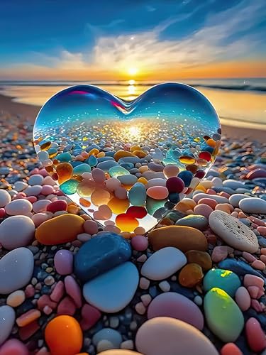 Puzzle 1000 Teile, Jigsaw Puzzle Erwachsene 1000 Teile Herz Kieselsteine Strand Klassische Puzzles Als Geschenk und Wanddekoration von Jozutoyz