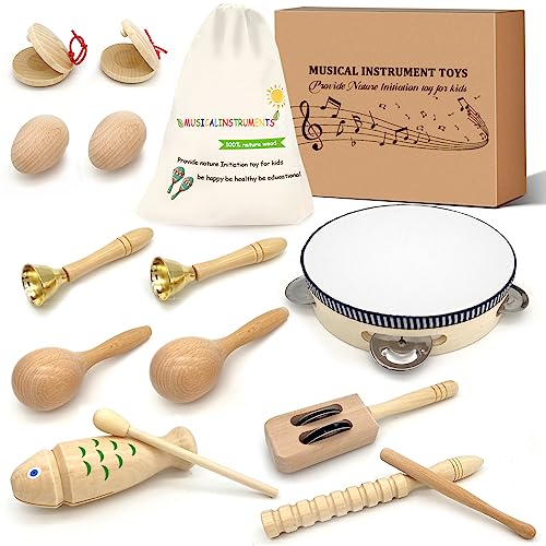 Jpnew Musikinstrumente Set für Kinder Musik Kinderspielzeug Holz Percussion Set mit Aufbewahrungstasche Holzspielzeug Babyspielzeug für Mädchen und Jungen Jpnew Musikinstrumente Set für Kinder Musik Kinderspielzeug Holz Percussion Set mit Aufbewahrungstasche Holzspielzeug Babyspielzeug für Mädchen und Jungen von Jpnew
