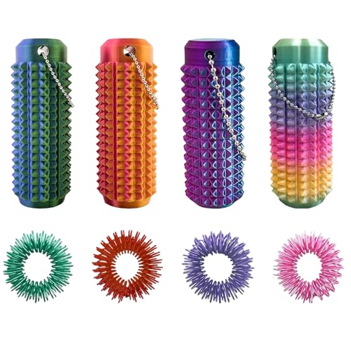 Fidget Toys, Sensorik Spielzeug, 8 Stück Fidget Toy Enthalten 4 Schlüsselanhänger und 4 Fingerringe, Sensory Play für Stressabbau und Konzentration von JrnSvp
