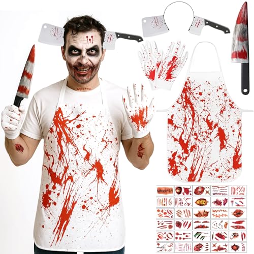 JrnSvp Schlachter Kostüm, Halloween Kostüm Herren, 34-Teiliges Halloween Kostüm Schlachter Set Mit Haarreif Schürze Handschuhen Handprop und Tattoos, Gruselige Halloween Accessoires für Männer JrnSvp Schlachter Kostüm, Halloween Kostüm Herren, 34-Teiliges Halloween Kostüm Schlachter Set Mit Haarreif Schürze Handschuhen Handprop und Tattoos, Gruselige Halloween Accessoires für Männer von JrnSvp
