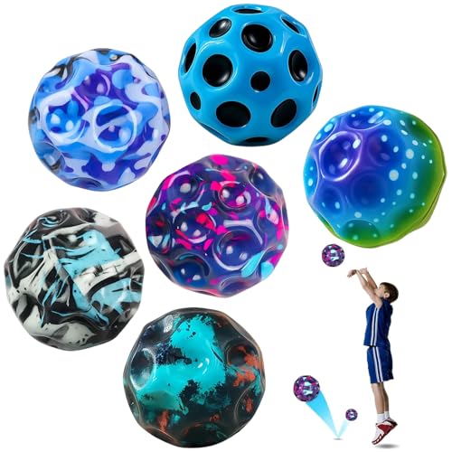 Moonball, Spaceballs, 6 Stück Bunte Super High Flummi für Kinder, Jugendliche und Kinder jeden Alters, Moon Ball für Spiele und Aktivitäten im Freien, Stressball für Weihnachten von JrnSvp