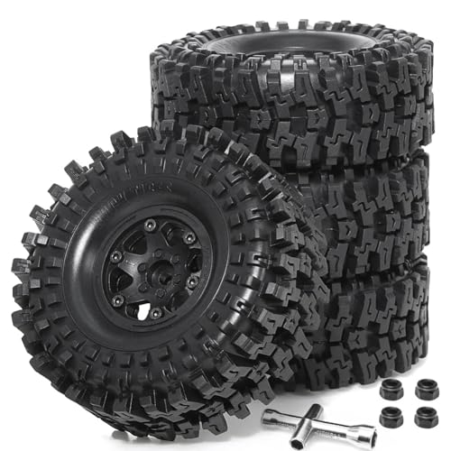 Jrpzcv 4 Stück Kunststoff-Radnabe 1,9 Gummifelsenreifen Radreifen für 1:10 RC Crawler Car Axial SCX10 TRX4, Schwarz Jrpzcv 4 Stück Kunststoff-Radnabe 1,9 Gummifelsenreifen Radreifen für 1:10 RC Crawler Car Axial SCX10 TRX4, Schwarz von Jrpzcv