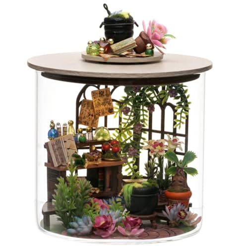 Jrpzcv DIY-Büchernook-Kits für Erwachsene 3D-Puzzle-Miniatur-Modellbausätze - Holzpuppenhaus - für Sammler, Magic Garden DIY Cabin von Jrpzcv