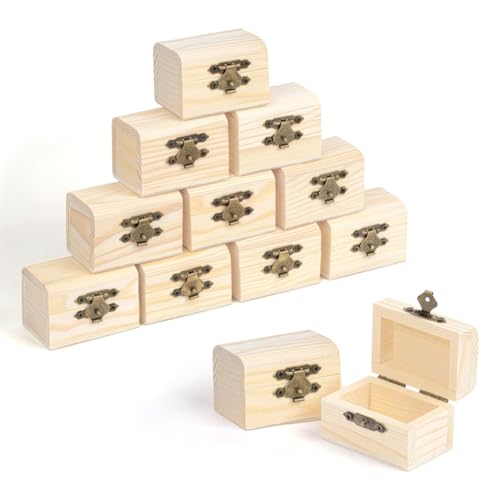 Jrpzcv Shore Kleine Holzbox mit Klappdeckel (12er Pack) - Schatzkiste Klein Aus Unbehandeltem Kiefernholz für Mitgebsel&Geschenke von Jrpzcv