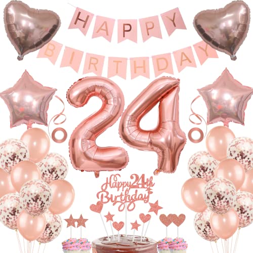 Deko 24. Geburtstag frau Tortendeko 24 Geburtstag frauen Deko Geschenk für 24. Geburtstag frau Rosegold Geburtstag 24 frauen 24 jahre Geburtstag deko Ballon 24 Geburtstag 24 jahre frau von Jrzyhi