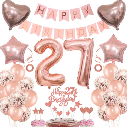 Deko 27. Geburtstag frau Tortendeko 27 Geburtstag frauen Deko Geschenk für 27. Geburtstag frau Rosegold Geburtstag 27 frauen 27 jahre Geburtstag deko Ballon 27 Geburtstag 27 jahre frau von Jrzyhi