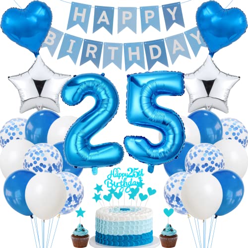 Jrzyhi 25. Geburtstag Dekoration,Blau Tortendeko Geburtstag 25 Jahre Männer,Party Deko Silber,25 Geburtstag Frauen Männer,Tortendeko 25. Geburtstag Mann Frauen,Geburtstagsdeko 25 Jahre Mann Frauen Jrzyhi 25. Geburtstag Dekoration,Blau Tortendeko Geburtstag 25 Jahre Männer,Party Deko Silber,25 Geburtstag Frauen Männer,Tortendeko 25. Geburtstag Mann Frauen,Geburtstagsdeko 25 Jahre Mann Frauen von Jrzyhi