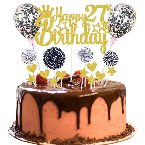 Happy 27th Birthday Tortendeko 27 jahre mann frauen Kuchendeko 27. Geburtstag Gold Schwarz Tortendeko 27. Geburtstag mann Tortendeko Gold Mit Herz Stern Ballon Glitter Cake Topper für 27 Geburtstag Happy 27th Birthday Tortendeko 27 jahre mann frauen Kuchendeko 27. Geburtstag Gold Schwarz Tortendeko 27. Geburtstag mann Tortendeko Gold Mit Herz Stern Ballon Glitter Cake Topper für 27 Geburtstag von Jrzyhi