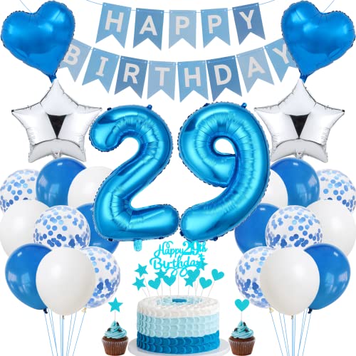Jrzyhi 29. Geburtstag Dekoration,Blau Tortendeko Geburtstag 29 Jahre Männer,Party Deko Silber,29 Geburtstag Frauen Männer,Tortendeko 29. Geburtstag Mann Frauen,Geburtstagsdeko 29 Jahre Mann Frauen Jrzyhi 29. Geburtstag Dekoration,Blau Tortendeko Geburtstag 29 Jahre Männer,Party Deko Silber,29 Geburtstag Frauen Männer,Tortendeko 29. Geburtstag Mann Frauen,Geburtstagsdeko 29 Jahre Mann Frauen von Jrzyhi