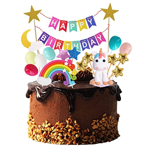 Jrzyhi Einhorn Regenbogen Tortendeko Farbe Happy Birthday Girlande Luftballon Kuchen Topper Cupcake Topper Einhorn Tortendeko Geburtstag Für Mädchen Geburtstag Happy Birthday Luftballon Wolke von Jrzyhi