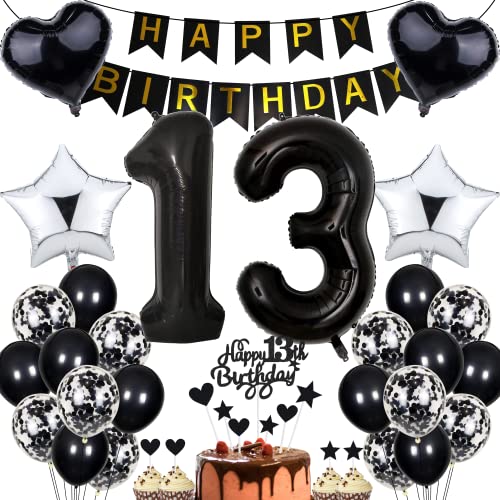 Jrzyhi Luftballon 13. Geburtstag Dekoration,Party Deko Schwarz Tortendeko Geburtstag 13 Jahre Junge,13 Geburtstag Mädchen Junge,Tortendeko 13. Geburtstag Junge Mädchen,Geburtstagsdeko 13 Jahre Mädchen Jrzyhi Luftballon 13. Geburtstag Dekoration,Party Deko Schwarz Tortendeko Geburtstag 13 Jahre Junge,13 Geburtstag Mädchen Junge,Tortendeko 13. Geburtstag Junge Mädchen,Geburtstagsdeko 13 Jahre Mädchen von Jrzyhi