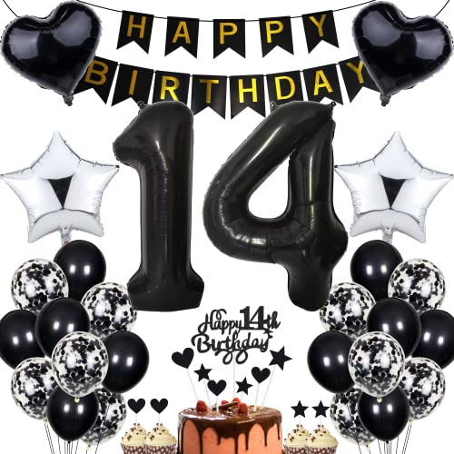 Jrzyhi Luftballon 14. Geburtstag Dekoration,Party Deko Schwarz Tortendeko Geburtstag 14 Jahre Junge,14 Geburtstag Mädchen Junge,Tortendeko 14. Geburtstag Junge Mädchen,Geburtstagsdeko 14 Jahre Mädchen Jrzyhi Luftballon 14. Geburtstag Dekoration,Party Deko Schwarz Tortendeko Geburtstag 14 Jahre Junge,14 Geburtstag Mädchen Junge,Tortendeko 14. Geburtstag Junge Mädchen,Geburtstagsdeko 14 Jahre Mädchen von Jrzyhi