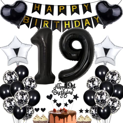 Jrzyhi Luftballon 19. Geburtstag Dekoration,Party Deko Schwarz Tortendeko Geburtstag 19 Jahre Junge,19 Geburtstag Mädchen Junge,Tortendeko 19. Geburtstag Junge Mädchen,Geburtstagsdeko 19 Jahre Mädchen Jrzyhi Luftballon 19. Geburtstag Dekoration,Party Deko Schwarz Tortendeko Geburtstag 19 Jahre Junge,19 Geburtstag Mädchen Junge,Tortendeko 19. Geburtstag Junge Mädchen,Geburtstagsdeko 19 Jahre Mädchen von Jrzyhi