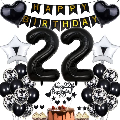 Jrzyhi Luftballon 22. Geburtstag Dekoration,Party Deko Schwarz Tortendeko Geburtstag 22 Jahre Männer,22 Geburtstag Frauen Männer,Tortendeko 22. Geburtstag Mann Frauen,Geburtstagsdeko 22 Jahre Frauen Jrzyhi Luftballon 22. Geburtstag Dekoration,Party Deko Schwarz Tortendeko Geburtstag 22 Jahre Männer,22 Geburtstag Frauen Männer,Tortendeko 22. Geburtstag Mann Frauen,Geburtstagsdeko 22 Jahre Frauen von Jrzyhi
