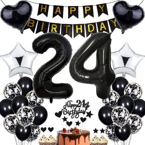 Jrzyhi Luftballon 24. Geburtstag Dekoration,Party Deko Schwarz Tortendeko Geburtstag 24 Jahre Männer,24 Geburtstag Frauen Männer,Tortendeko 24. Geburtstag Mann Frauen,Geburtstagsdeko 24 Jahre Frauen Jrzyhi Luftballon 24. Geburtstag Dekoration,Party Deko Schwarz Tortendeko Geburtstag 24 Jahre Männer,24 Geburtstag Frauen Männer,Tortendeko 24. Geburtstag Mann Frauen,Geburtstagsdeko 24 Jahre Frauen von Jrzyhi