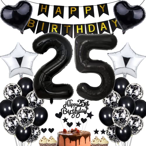 Jrzyhi Luftballon 25. Geburtstag Dekoration,Party Deko Schwarz Tortendeko Geburtstag 25 Jahre Männer,25 Geburtstag Frauen Männer,Tortendeko 25. Geburtstag Mann Frauen,Geburtstagsdeko 25 Jahre Frauen Jrzyhi Luftballon 25. Geburtstag Dekoration,Party Deko Schwarz Tortendeko Geburtstag 25 Jahre Männer,25 Geburtstag Frauen Männer,Tortendeko 25. Geburtstag Mann Frauen,Geburtstagsdeko 25 Jahre Frauen von Jrzyhi