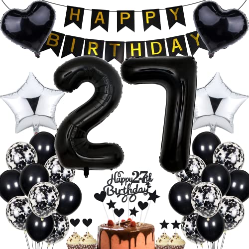 Jrzyhi Luftballon 27. Geburtstag Dekoration,Party Deko Schwarz Tortendeko Geburtstag 27 Jahre Männer,27 Geburtstag Frauen Männer,Tortendeko 27. Geburtstag Mann Frauen,Geburtstagsdeko 27 Jahre Frauen Jrzyhi Luftballon 27. Geburtstag Dekoration,Party Deko Schwarz Tortendeko Geburtstag 27 Jahre Männer,27 Geburtstag Frauen Männer,Tortendeko 27. Geburtstag Mann Frauen,Geburtstagsdeko 27 Jahre Frauen von Jrzyhi