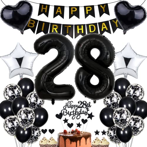 Jrzyhi Luftballon 28. Geburtstag Dekoration - Party Deko Schwarz Tortendeko für Männer und Frauen - Geburtstagsdeko 28 Jahre Jrzyhi Luftballon 28. Geburtstag Dekoration - Party Deko Schwarz Tortendeko für Männer und Frauen - Geburtstagsdeko 28 Jahre von Jrzyhi