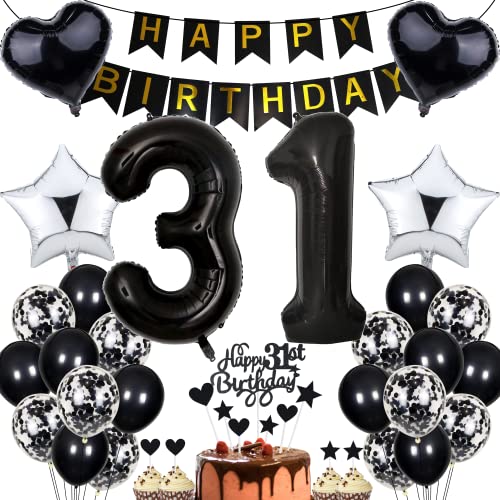 Jrzyhi Luftballon 31. Geburtstag Dekoration,Party Deko Schwarz Tortendeko Geburtstag 31 Jahre Männer,31 Geburtstag Frauen Männer,Tortendeko 31. Geburtstag Mann Frauen,Geburtstagsdeko 31 Jahre Frauen Jrzyhi Luftballon 31. Geburtstag Dekoration,Party Deko Schwarz Tortendeko Geburtstag 31 Jahre Männer,31 Geburtstag Frauen Männer,Tortendeko 31. Geburtstag Mann Frauen,Geburtstagsdeko 31 Jahre Frauen von Jrzyhi