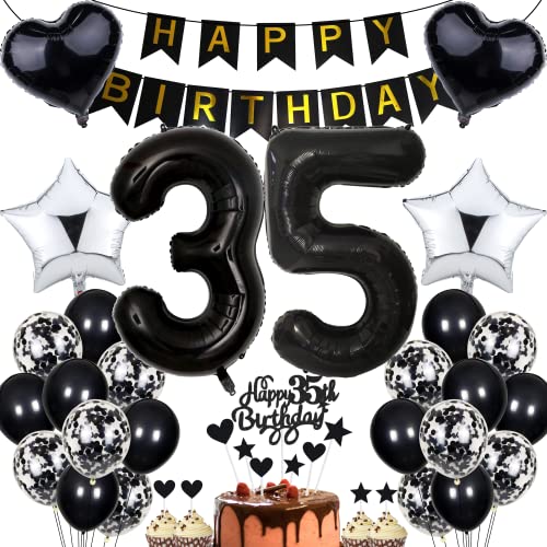 Jrzyhi Luftballon 35. Geburtstag Dekoration,Party Deko Schwarz Tortendeko Geburtstag 35 Jahre Männer,35 Geburtstag Frauen Männer,Tortendeko 35. Geburtstag Mann Frauen,Geburtstagsdeko 35 Jahre Frauen Jrzyhi Luftballon 35. Geburtstag Dekoration,Party Deko Schwarz Tortendeko Geburtstag 35 Jahre Männer,35 Geburtstag Frauen Männer,Tortendeko 35. Geburtstag Mann Frauen,Geburtstagsdeko 35 Jahre Frauen von Jrzyhi