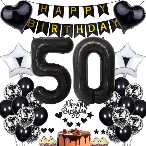 Jrzyhi Luftballon 50. Geburtstag Dekoration,Party Deko Schwarz Tortendeko Geburtstag 50 Jahre Männer,50 Geburtstag Frauen Männer,Tortendeko 50. Geburtstag Mann Frauen,Geburtstagsdeko 50 Jahre Frauen Jrzyhi Luftballon 50. Geburtstag Dekoration,Party Deko Schwarz Tortendeko Geburtstag 50 Jahre Männer,50 Geburtstag Frauen Männer,Tortendeko 50. Geburtstag Mann Frauen,Geburtstagsdeko 50 Jahre Frauen von Jrzyhi