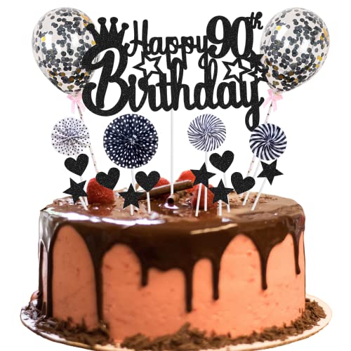Tortendeko 90 Geburtstag Deko Happy 90th Birthday Tortendeko 90 jahre Frau Mann Kuchendeko 90. Geburtstag Frau Schwarz Tortendeko Mann Frau Hello 16 Glitter Cake Topper für 90 Geburtstag von Jrzyhi