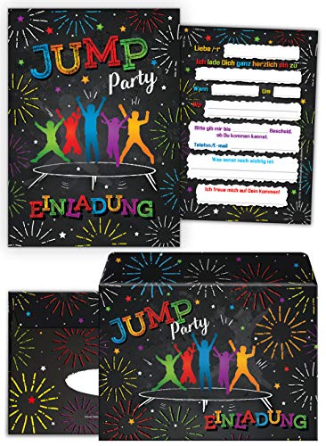 10 Einladungskarten inc. 10 Umschläge zum Kindergeburtstag Jump Trampolin Mädchen Junge Einladungen Geburtstag von JuNa-Experten