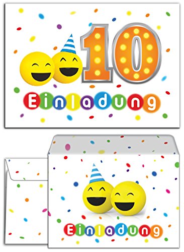 10 Einladungskarten incl. 10 Umschläge zum 10. Geburtstag lustige Party-Bälle für Mädchen und Jungen/Bunte und Lustige Einladungen zum zehnten Geburtstag für Kinder/bunt Konfetti 10 Einladungskarten incl. 10 Umschläge zum 10. Geburtstag lustige Party-Bälle für Mädchen und Jungen/Bunte und Lustige Einladungen zum zehnten Geburtstag für Kinder/bunt Konfetti von JuNa-Experten