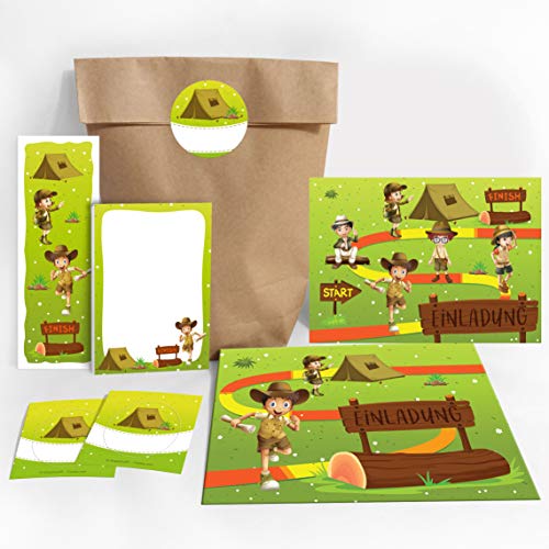 10 Einladungskarten Kindergeburtstag Abenteuer-Party / Schatzsuche / Outdoor / Einladungen zum Geburtstag Mädchen Jungen incl. 10 Umschläge, 10 Tüten/natur, 10 Aufkleber, 10 Lesezeichen, 10 Blöcke 10 Einladungskarten Kindergeburtstag Abenteuer-Party / Schatzsuche / Outdoor / Einladungen zum Geburtstag Mädchen Jungen incl. 10 Umschläge, 10 Tüten/natur, 10 Aufkleber, 10 Lesezeichen, 10 Blöcke von JuNa-Experten