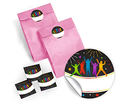 10 Geschenktüten / Hellrosa + 10 Aufkleber Jump Party Trampolin für Mitgebsel Gastgeschenk beim Kindergeburtstag Jungen Mädchen von JuNa-Experten