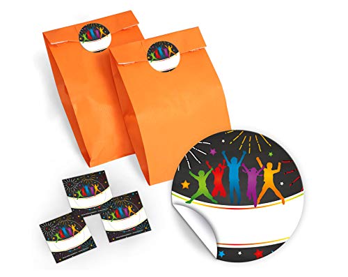 10 Geschenktüten / orange + 10 Aufkleber Jump Party Trampolin für Mitgebsel Gastgeschenk beim Kindergeburtstag Jungen Mädchen von JuNa-Experten