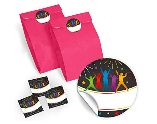 10 Geschenktüten / rosa + 10 Aufkleber Jump Party Trampolin für Mitgebsel Gastgeschenk beim Kindergeburtstag Jungen Mädchen von JuNa-Experten