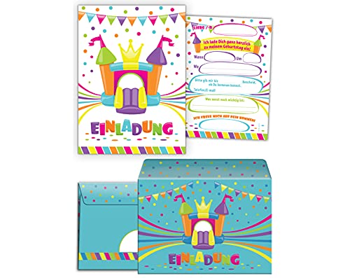 12 Einladungskarten inc. 12 Umschläge zum Kindergeburtstag Jump Trampolin Mädchen Junge Einladungen Geburtstag von JuNa-Experten