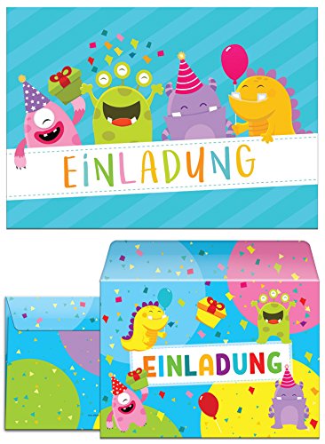 12 Einladungskarten incl. 12 Umschläge für Mädchen und Jungen lustige Monster/Umschlag/Bunte Einladungen zum Geburtstag/Bunte Geburtstagseinladungen (12 Karten + 12 Umschläge) 12 Einladungskarten incl. 12 Umschläge für Mädchen und Jungen lustige Monster/Umschlag/Bunte Einladungen zum Geburtstag/Bunte Geburtstagseinladungen (12 Karten + 12 Umschläge) von JuNa-Experten