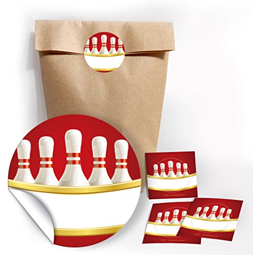 Juna-Experten 12 Geschenktüten Natur + 12 Bowling-Aufkleber – Perfekte Party-Tüten für Gastgeschenke und Mitgebsel beim Kindergeburtstag für Mädchen, Jungen und Erwachsene von JuNa-Experten