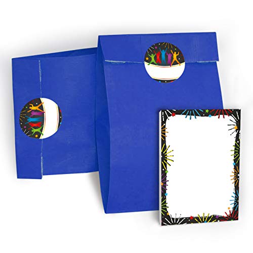6 Mini-Notizblöcke + 6 Geschenktüten / dunkelblau + 6 Aufkleber Trampolin Jump Party Mitgebsel Gastgeschenk beim Kindergeburtstag Jungen Mädchen von JuNa-Experten