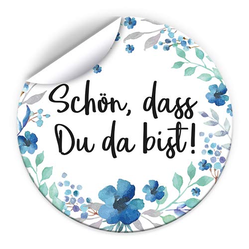 75 Aufkleber SCHÖN, DASS DU DA BIST Etiketten für Gastgeschenke BZW. Mitgebsel bei Hochzeit Taufe Geburtstag Jubiläum Blumen von JuNa-Experten