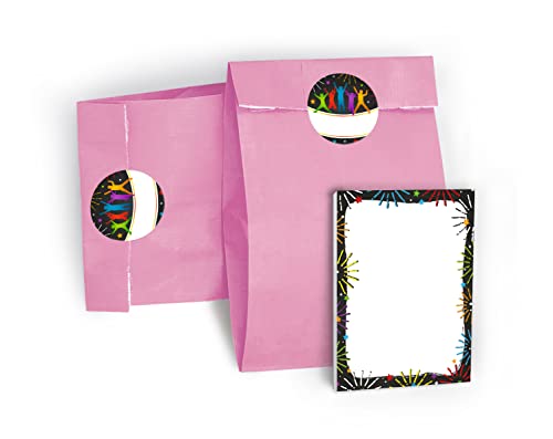 8 Mini-Notizblöcke + 8 Geschenktüten/Hellrosa + 8 Aufkleber Jump Party Trampolin Mitgebsel Gastgeschenk beim Kindergeburtstag Jungen Mädchen von JuNa-Experten