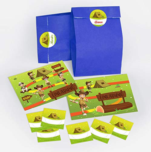 JuNa-Experten 10 Einladungskarten zum Kindergeburtstag Abenteuer-Party/Schatzsuche/Outdoor/Einladungen zum Geburtstag für Mädchen und Jungen incl. 10 Umschläge, 10 Tüten/dunkelblau, 10 Aufkleber JuNa-Experten 10 Einladungskarten zum Kindergeburtstag Abenteuer-Party/Schatzsuche/Outdoor/Einladungen zum Geburtstag für Mädchen und Jungen incl. 10 Umschläge, 10 Tüten/dunkelblau, 10 Aufkleber von JuNa-Experten