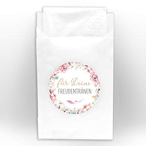 JuNa-Experten 100 Aufkleber für Deine Freudentränen + 100 Tüten/weiß für Hochzeit, Taufe/Aufkleber für Taschentuchtüten/romantische Sticker für Geschenkverpüackung Taschentuchverpackung Blumen JuNa-Experten 100 Aufkleber für Deine Freudentränen + 100 Tüten/weiß für Hochzeit, Taufe/Aufkleber für Taschentuchtüten/romantische Sticker für Geschenkverpüackung Taschentuchverpackung Blumen von JuNa-Experten