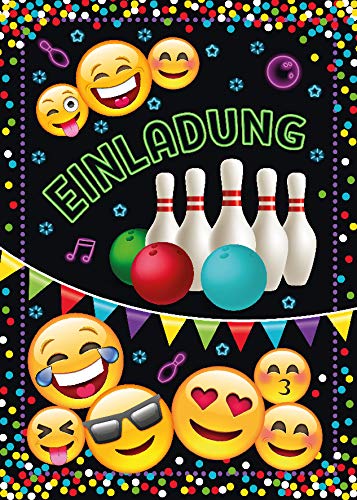 JuNa-Experten 12 Einladungskarten Geburtstag Kinder Jungen Jungs Mädchen Bowling / Einladung zur Bowling-Party / Kartenset von JuNa-Experten