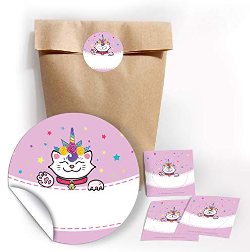 JuNa-Experten 12 Party-Tüten aus Kraftpapier mit 12 Aufkleber für Gastgeschenke Mitgebseln beim Kindergeburtstag Einhorn-Katze/Hochzeit/Geburtstag/Kinderfest/Papier-Tüten für Geschenkverpackung JuNa-Experten 12 Party-Tüten aus Kraftpapier mit 12 Aufkleber für Gastgeschenke Mitgebseln beim Kindergeburtstag Einhorn-Katze/Hochzeit/Geburtstag/Kinderfest/Papier-Tüten für Geschenkverpackung von JuNa-Experten