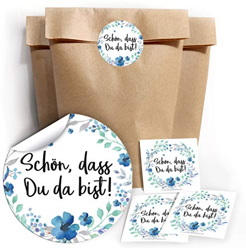 JuNa-Experten 24 Geschenktüten + 24 Aufkleber SCHÖN, DASS DU DA BIST Verpackung für Gastgeschenke BZW. Mitgebsel bei Hochzeit Taufe Geburtstag Jubiläum Blumen JuNa-Experten 24 Geschenktüten + 24 Aufkleber SCHÖN, DASS DU DA BIST Verpackung für Gastgeschenke BZW. Mitgebsel bei Hochzeit Taufe Geburtstag Jubiläum Blumen von JuNa-Experten
