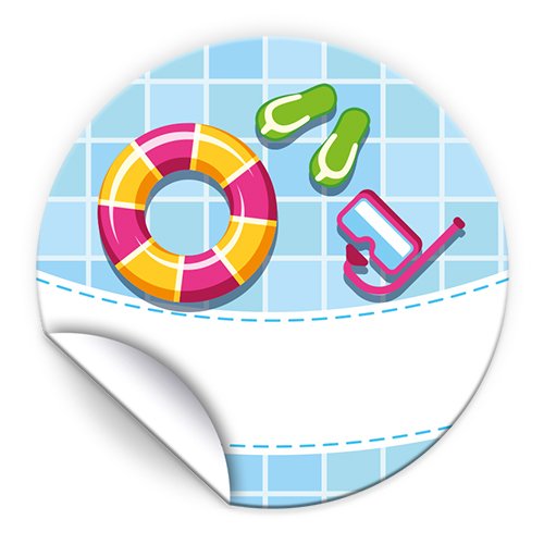JuNa-Experten 48 Aufkleber Schwimmbad für Geschenkverpackung / Sticker für Verpackung von Gastgeschenk Mitgebsel / Kindergeburtstag / Party-Deko von JuNa-Experten